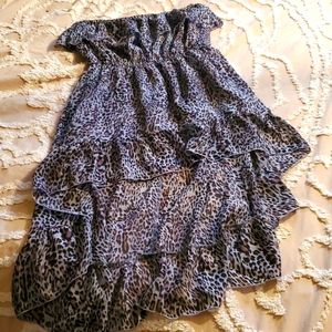 Cute high low ruffle leopard dress